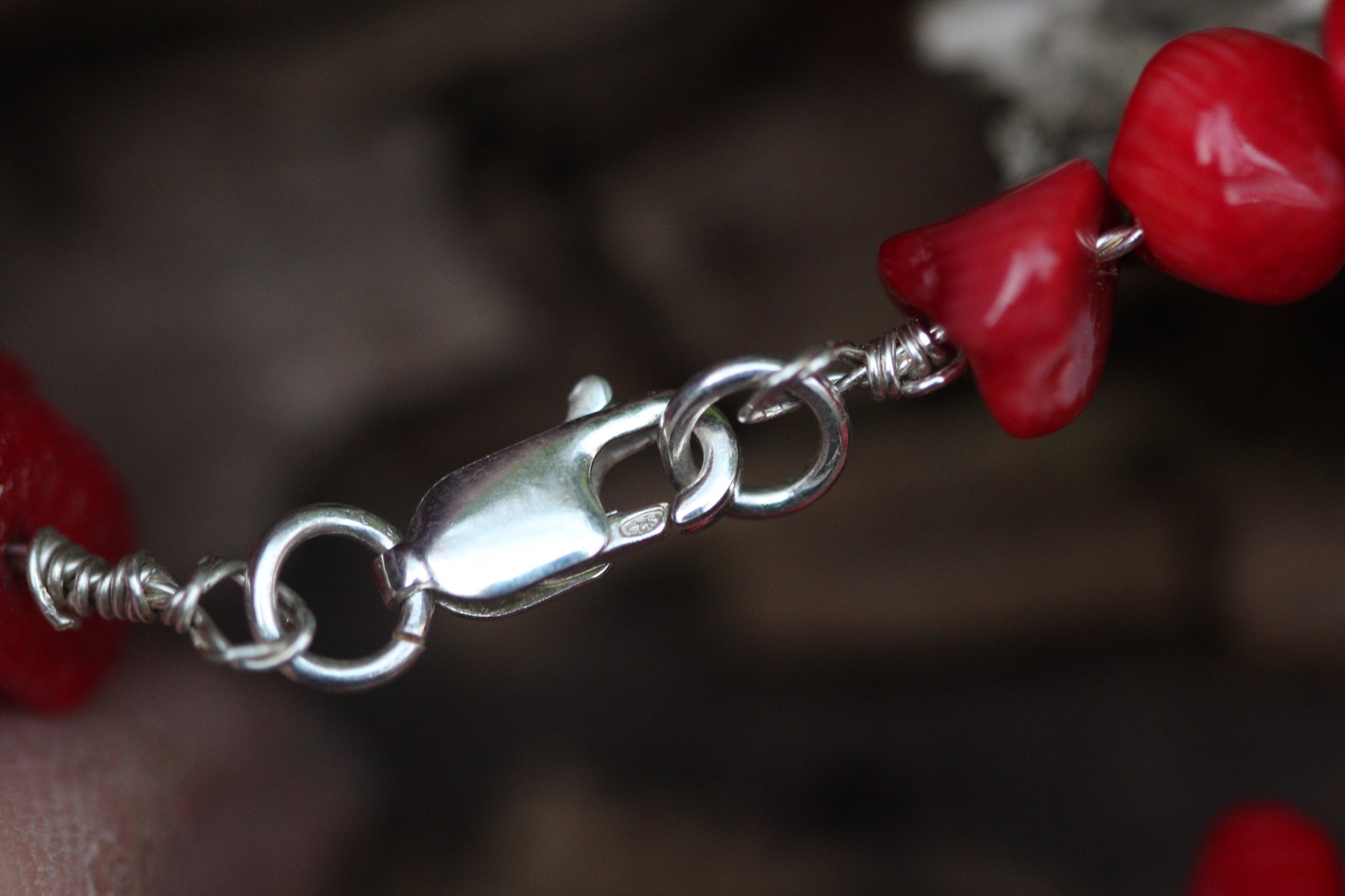 Red Coral & Sterling Silver Necklace & Bracelet Set