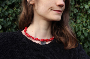Red Coral & Sterling Silver Necklace & Bracelet Set