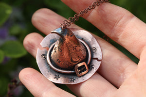 WITCHES CURSE Handmade Copper 3D Witches Hat Necklace