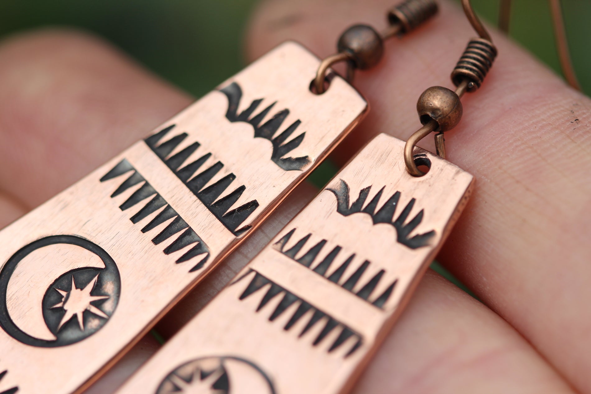 WILD ABANDON Handmade Stamped Copper Earrings