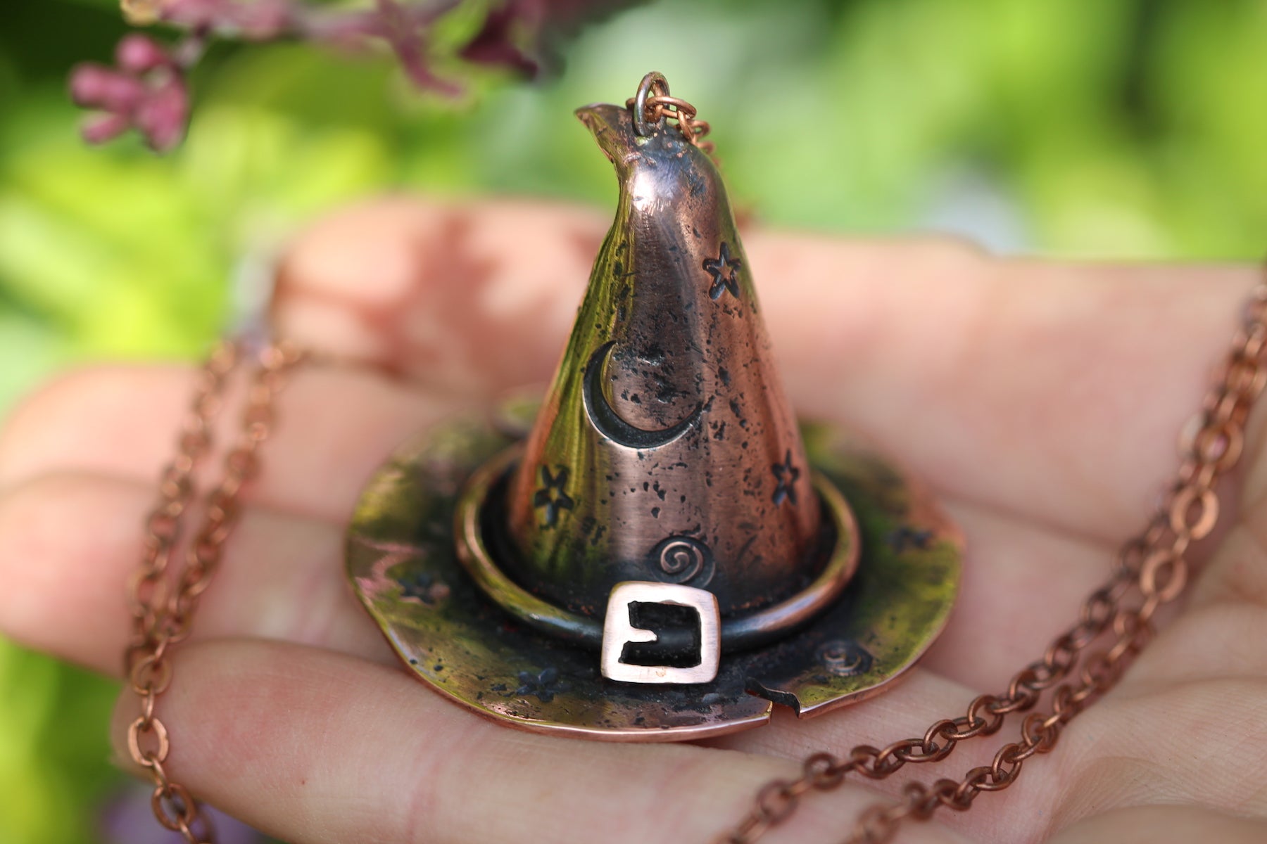 WITCHES CURSE Handmade Copper 3D Witches Hat Necklace