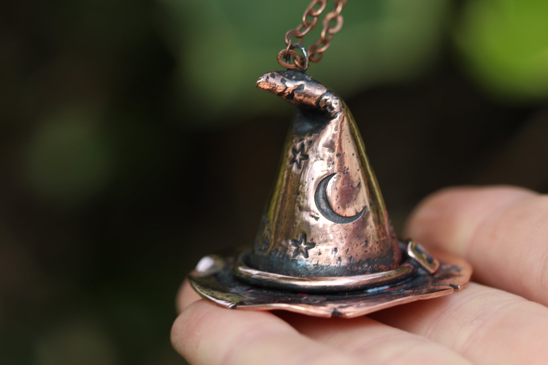 WITCH BITCH Handmade Copper 3D Witches Hat Necklace