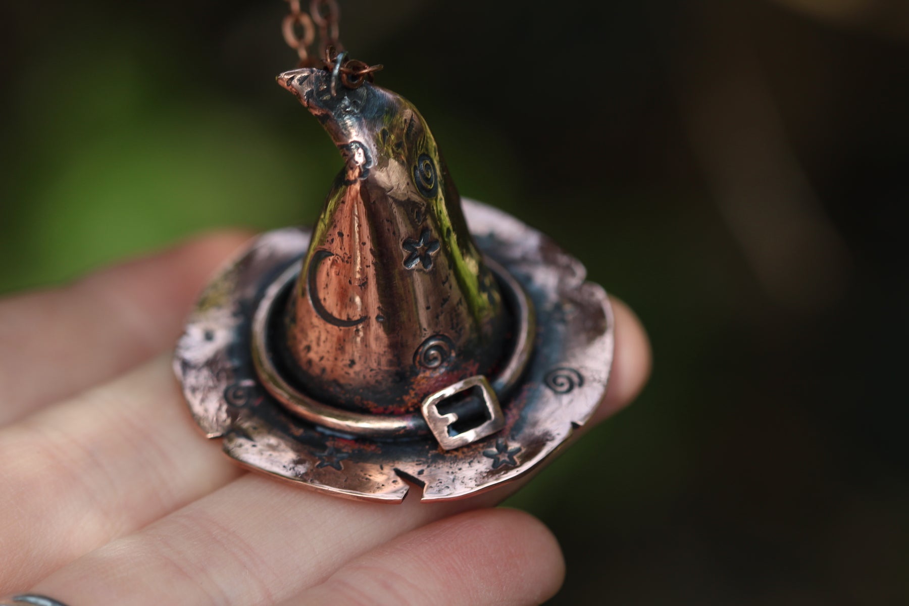 WITCH BITCH Handmade Copper 3D Witches Hat Necklace
