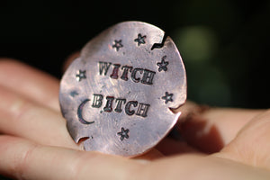 CUSTOM WITCH BITCH Handmade Copper 3D Witches Hat Necklace