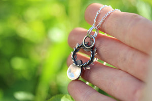 MOONDROP Sterling Silver Necklace with Rainbow Moonstone