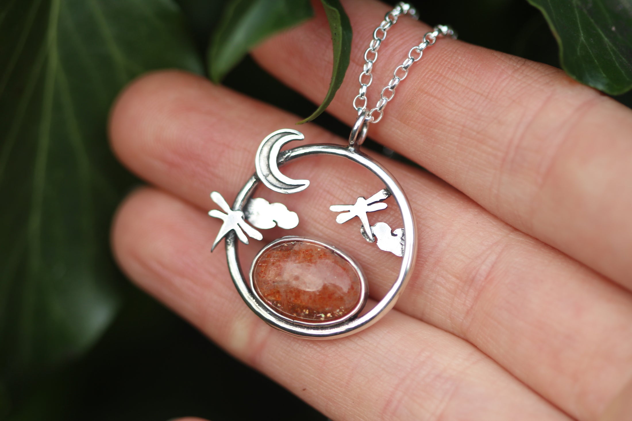MEADOW MOONRISE Sterling Silver Necklace with Sunstone