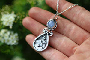 WILDERMOON Sterling Silver Necklace with Rainbow Moonstone