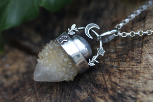MOONLIGHT FROST Citrine & Rainbow Moonstone Sterling Silver Necklace