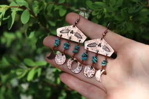 ANCIENT MOON Handmade Copper Earrings with Turquoise