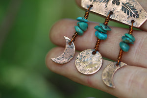 ANCIENT MOON Handmade Copper Earrings with Turquoise