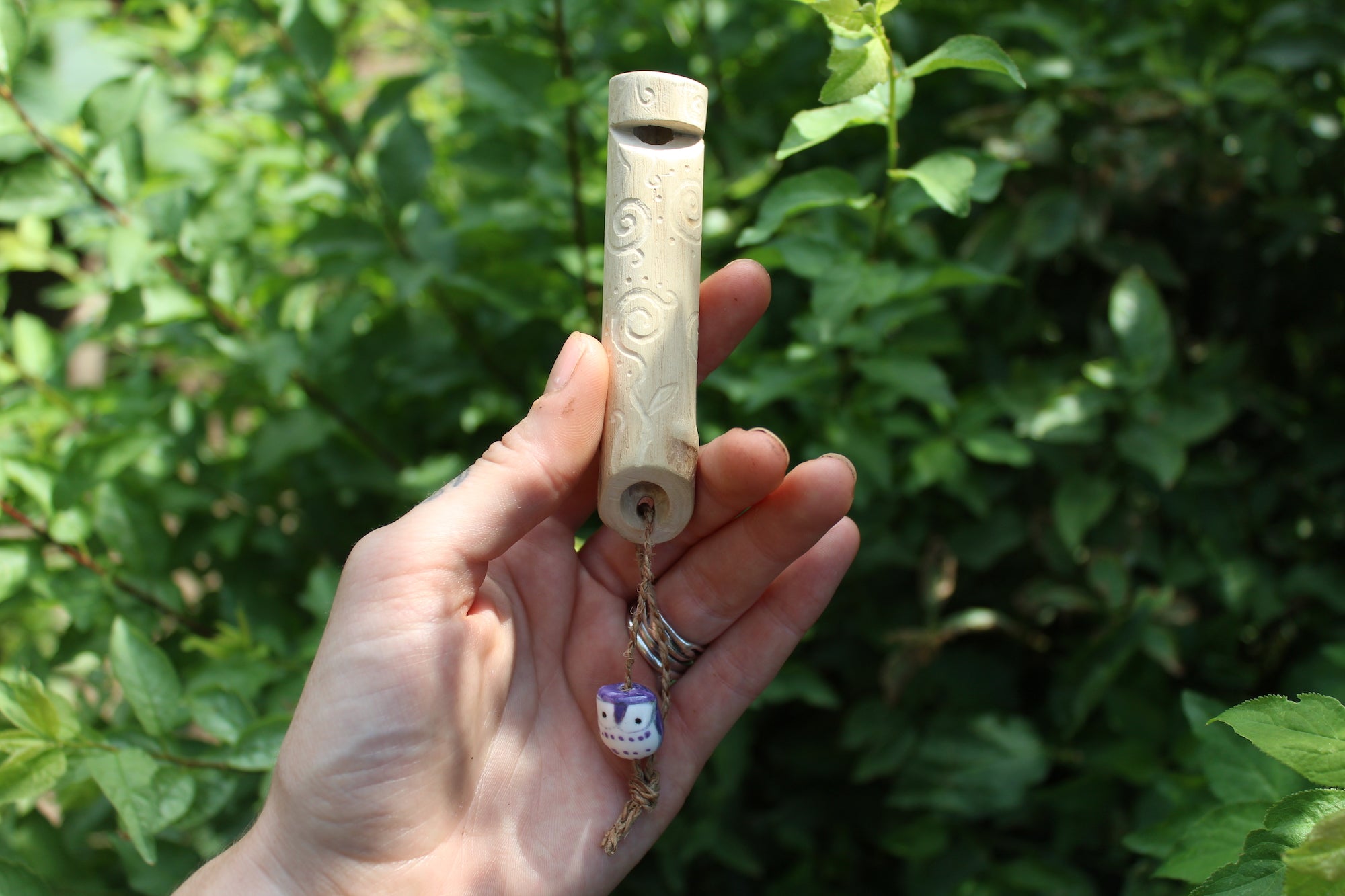 Purple Owl Handmade Elder Wood Whistle