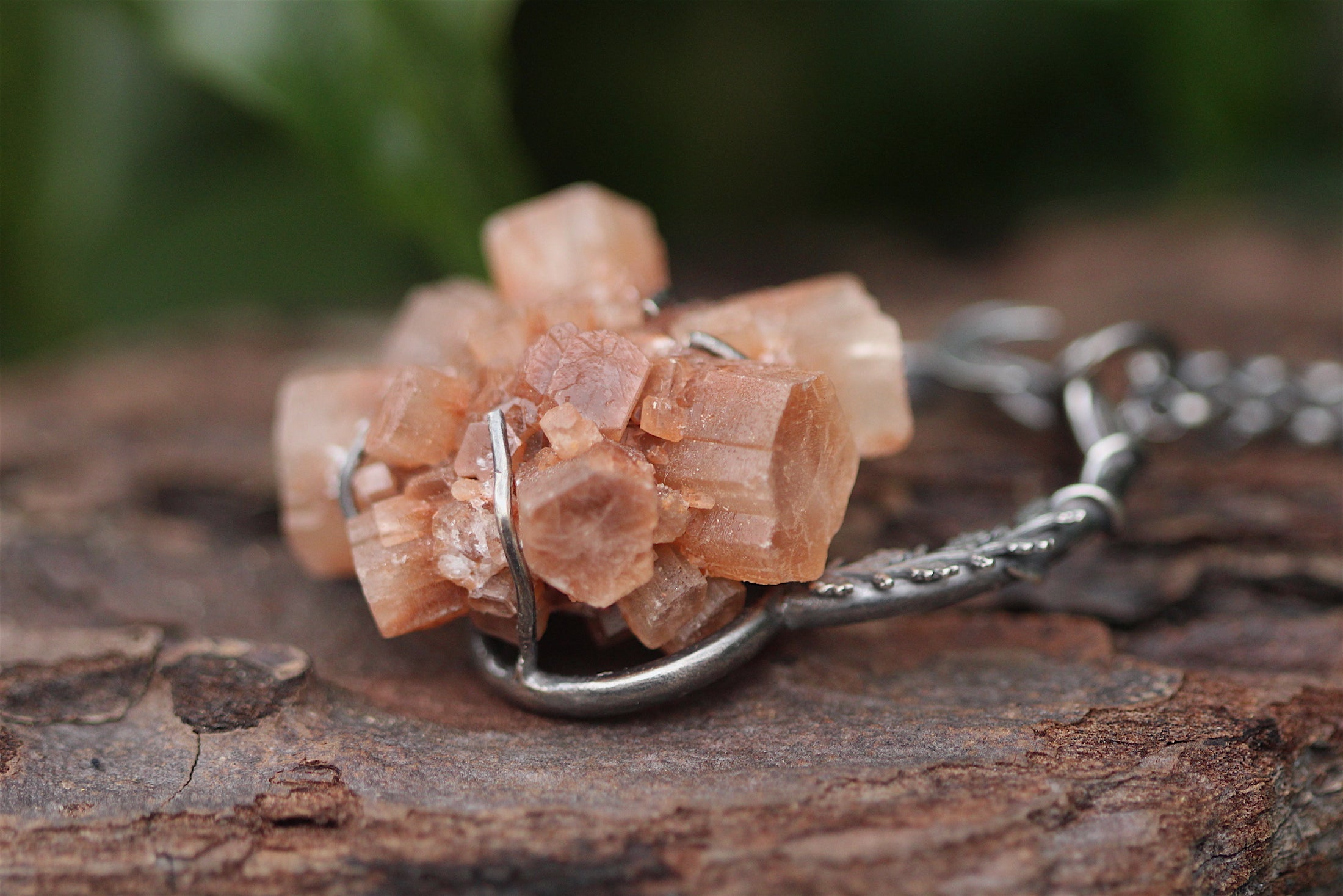 STABILISE Aragonite Crystal & Sterling Silver Necklace