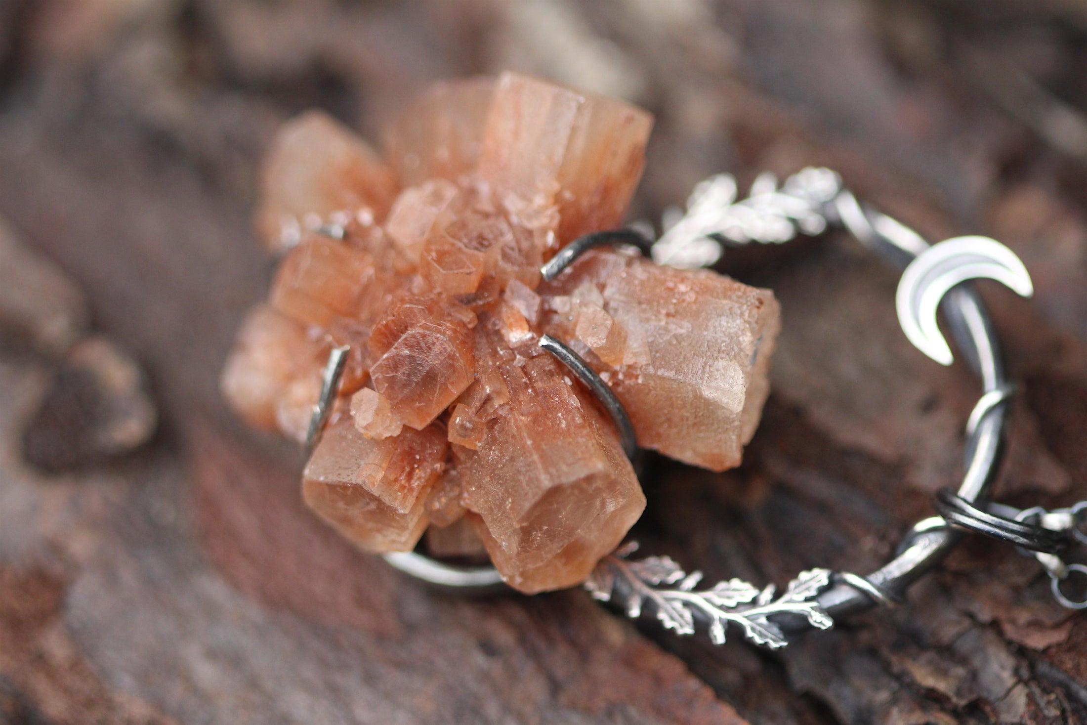 STABILISE Aragonite Crystal & Sterling Silver Necklace