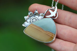 SWIFT RETURN Recycled Sterling Silver Necklace with Picture Jasper