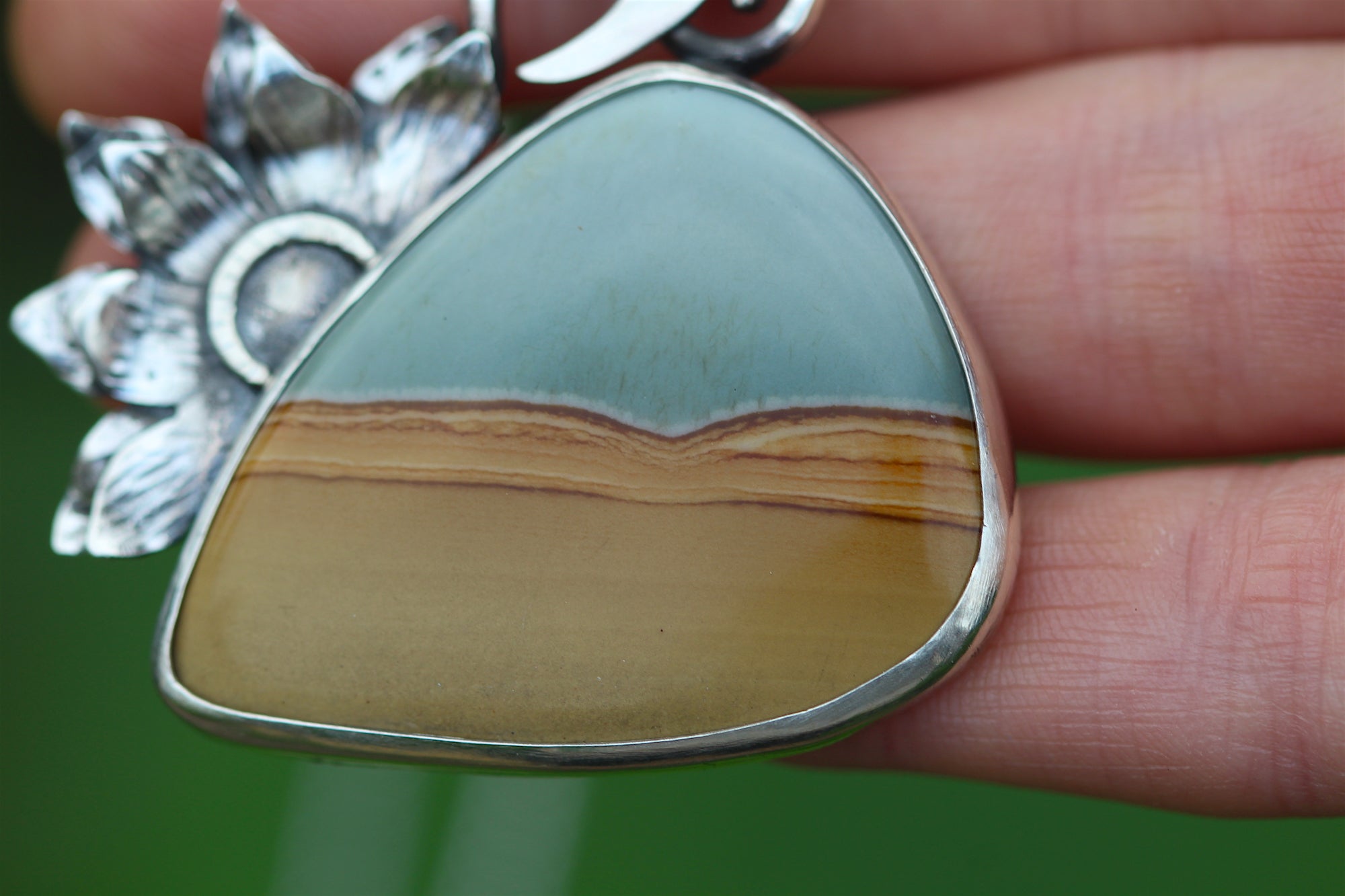 SWIFT RETURN Recycled Sterling Silver Necklace with Picture Jasper