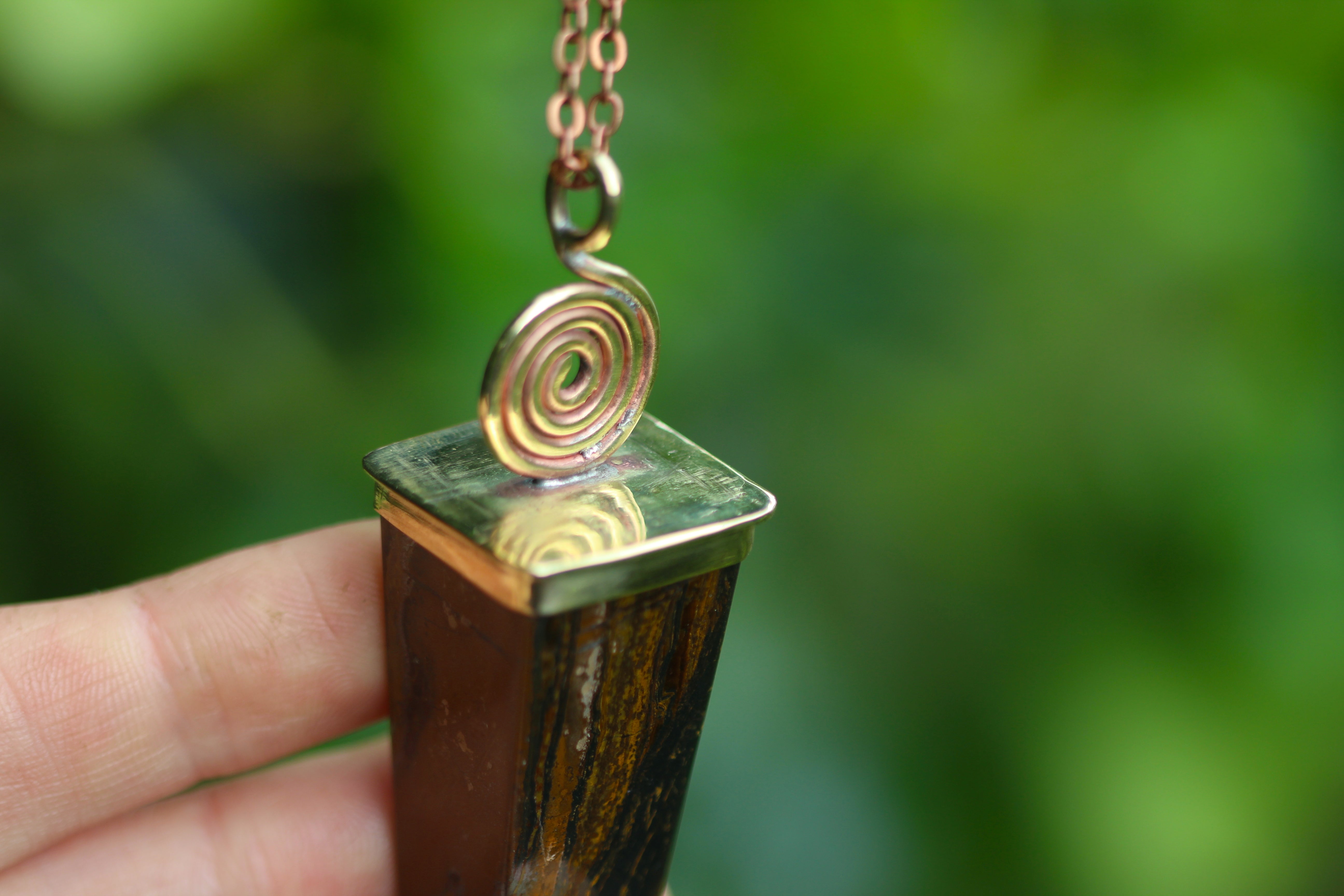 FIERCE Handmade Brass Necklace with Tigers Eye