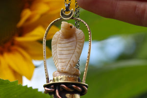 SERPENT SCEPTRE Handmade Necklace with Hand-carved Agate Snake & Clear Quartz