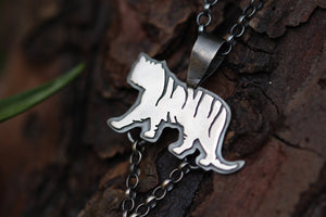 WILD FEMININE Sterling Silver Tiger Necklace with Ceramic Moon