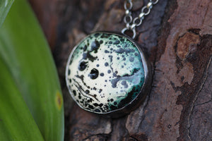 WILD FEMININE Sterling Silver Tiger Necklace with Ceramic Moon