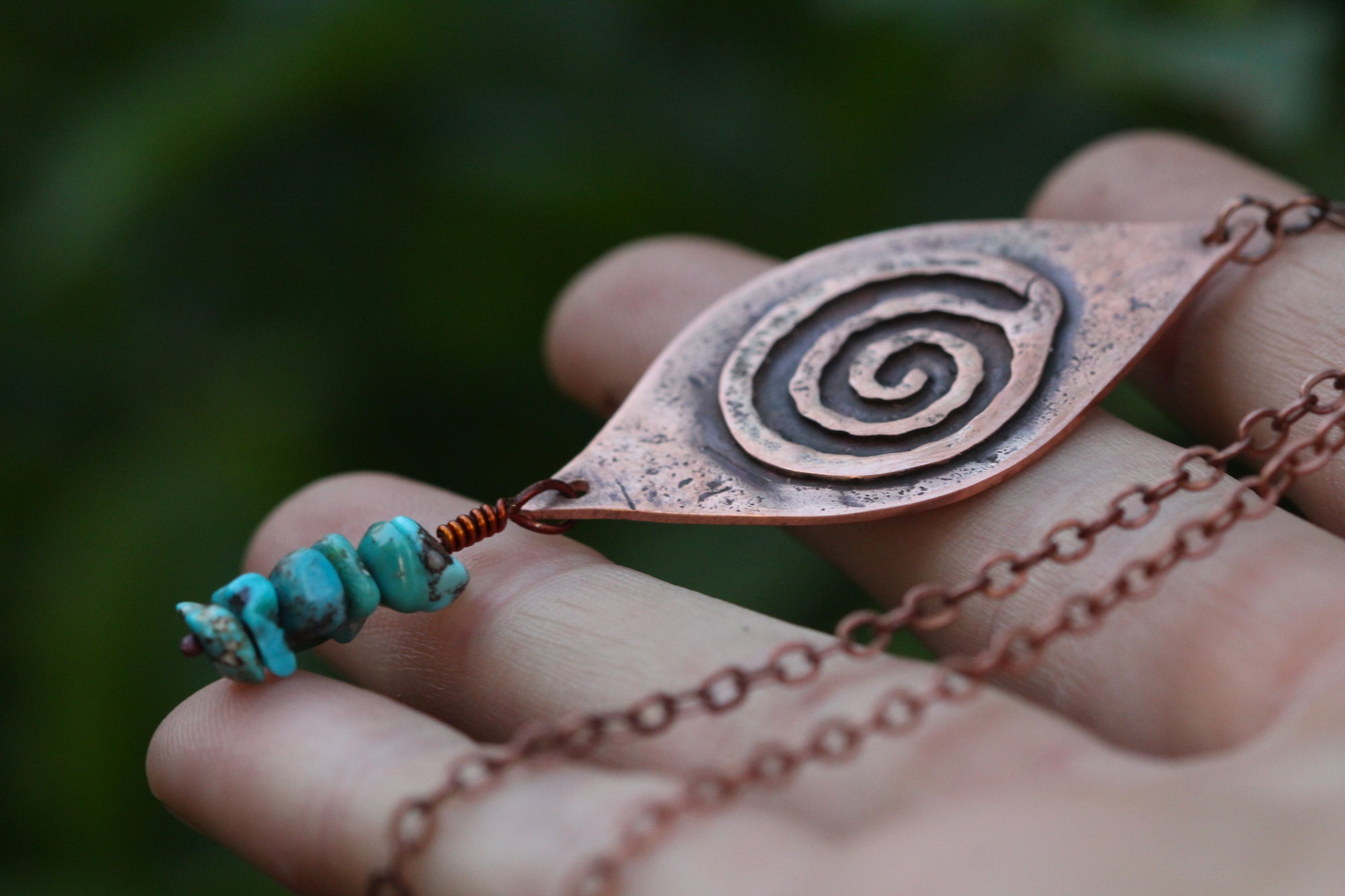 FLOW Handmade Copper Necklace with Turquoise