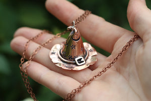 'CUNT' Handmade Copper 3D Witches Hat Necklace