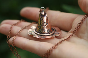 'CUNT' Handmade Copper 3D Witches Hat Necklace