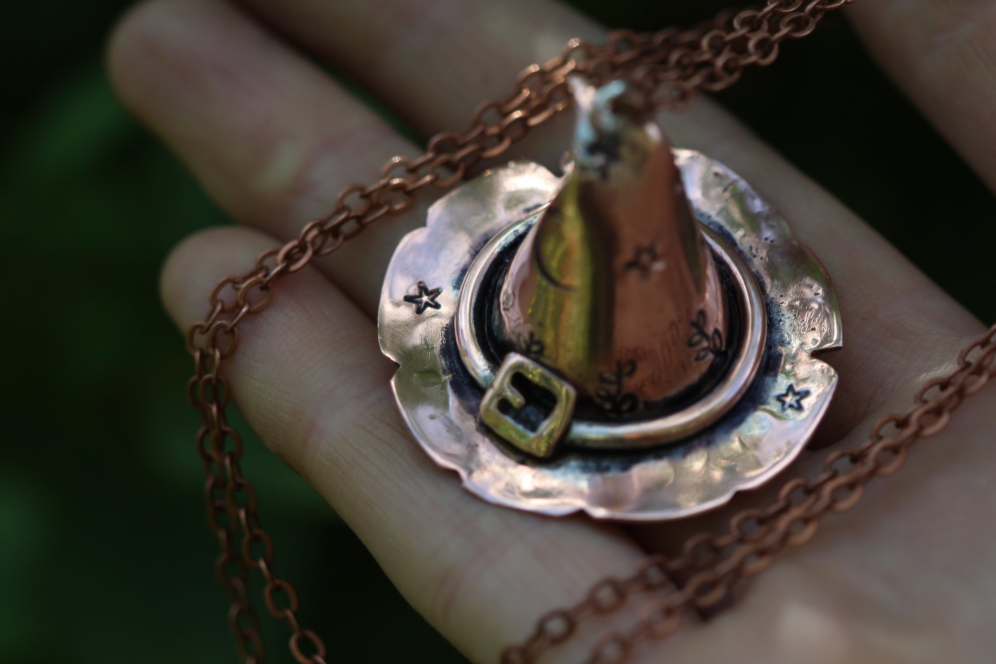 HOCUS POCUS Handmade Copper 3D Witches Hat Necklace