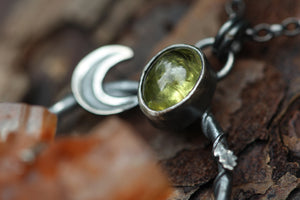 ROOTED Raw Aragonite Crystal & Peridot Sterling Silver Necklace