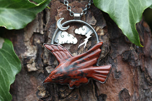 CHAOS SKIES Sterling Silver Necklace with Mahogany Jasper Bird of Prey