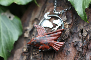 CHAOS SKIES Sterling Silver Necklace with Mahogany Jasper Bird of Prey