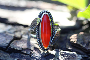 REBIRTH Sterling Silver Ring with Carnelian (UK Size O or US size 7)