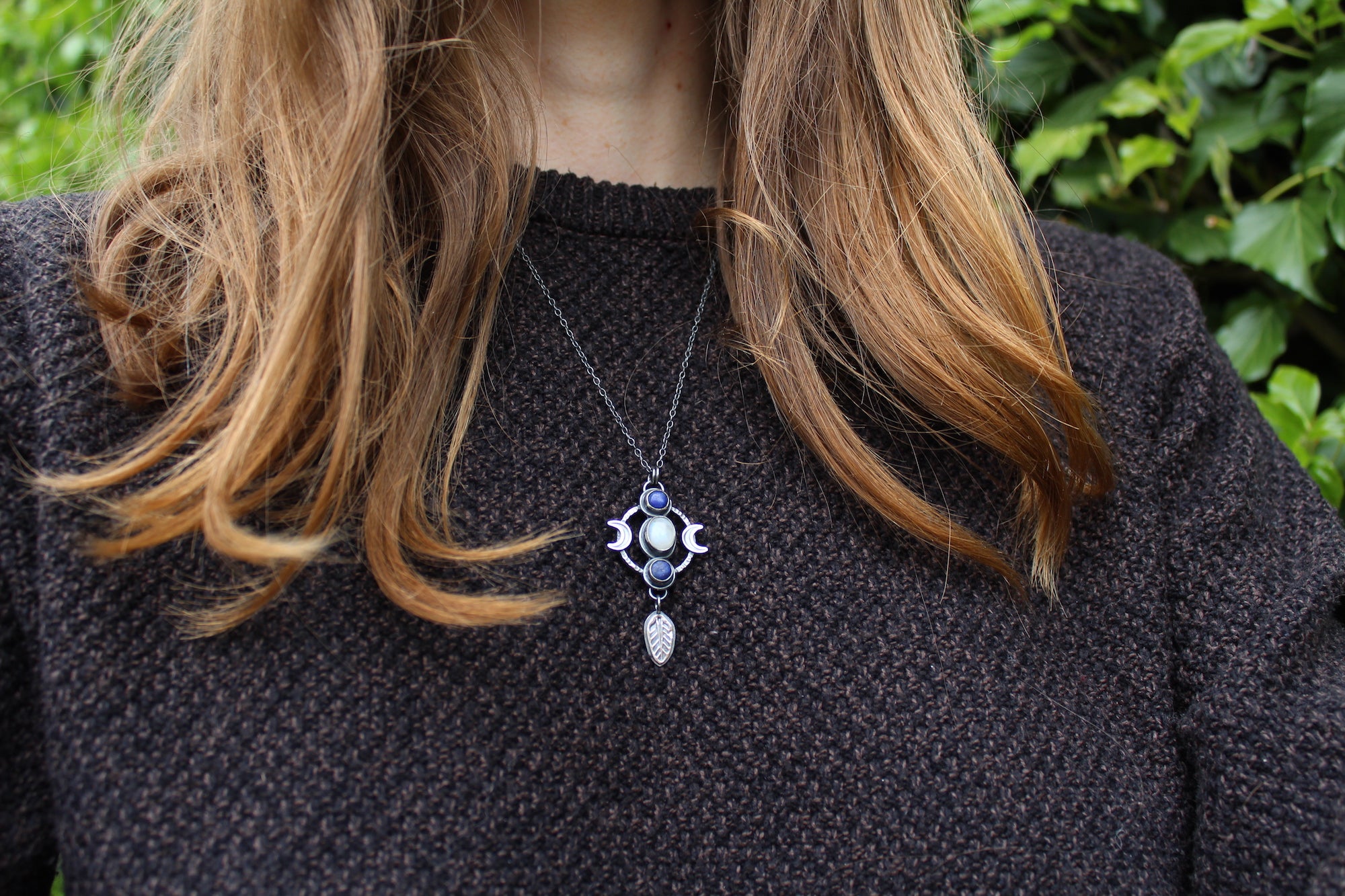 AS ABOVE, SO BELOW Necklace with Rainbow Moonstone & Lapis Lazuli