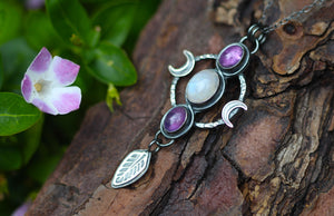 AS ABOVE, SO BELOW Necklace with Rainbow Moonstone & Amethyst