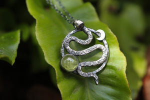 *Reserved* RELEASE Sterling Silver Serpent Necklace with Peridot