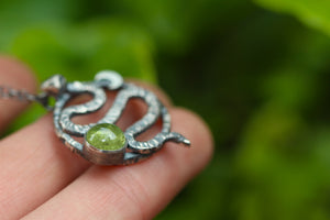 *Reserved* RELEASE Sterling Silver Serpent Necklace with Peridot