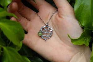 *Reserved* RELEASE Sterling Silver Serpent Necklace with Peridot