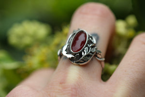 CHILDREN OF THE NIGHT Handmade Sterling Silver Ring with Carnelian - Size N