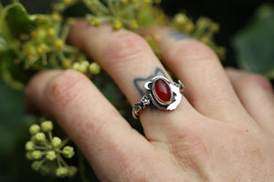 CHILDREN OF THE NIGHT Handmade Sterling Silver Ring with Carnelian - Size N/6.5