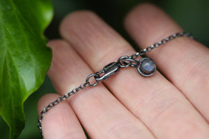 BLOOM Sterling Silver Necklace with Dendtritic Quartz and Rainbow Moonstone