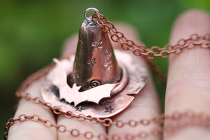 FUCK THIS SHIT Handmade Copper 3D Witches Hat Necklace