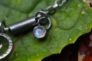 UNEARTHED Sterling Silver Rune Necklace with Rainbow Moonstone