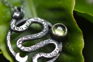 RENEW Sterling Silver Serpent Necklace with Peridot
