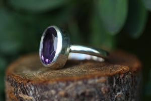 LAVENDER SKY Handmade Sterling Silver Ring with Amethyst - Size K/5.25