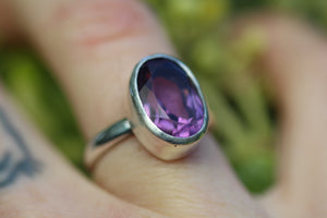 LAVENDER SKY Handmade Sterling Silver Ring with Amethyst - Size K/5.25