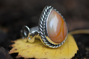 SERPENTS FIRE Handmade Sterling Silver Serpent Ring with Carnelian - Size N/6.5
