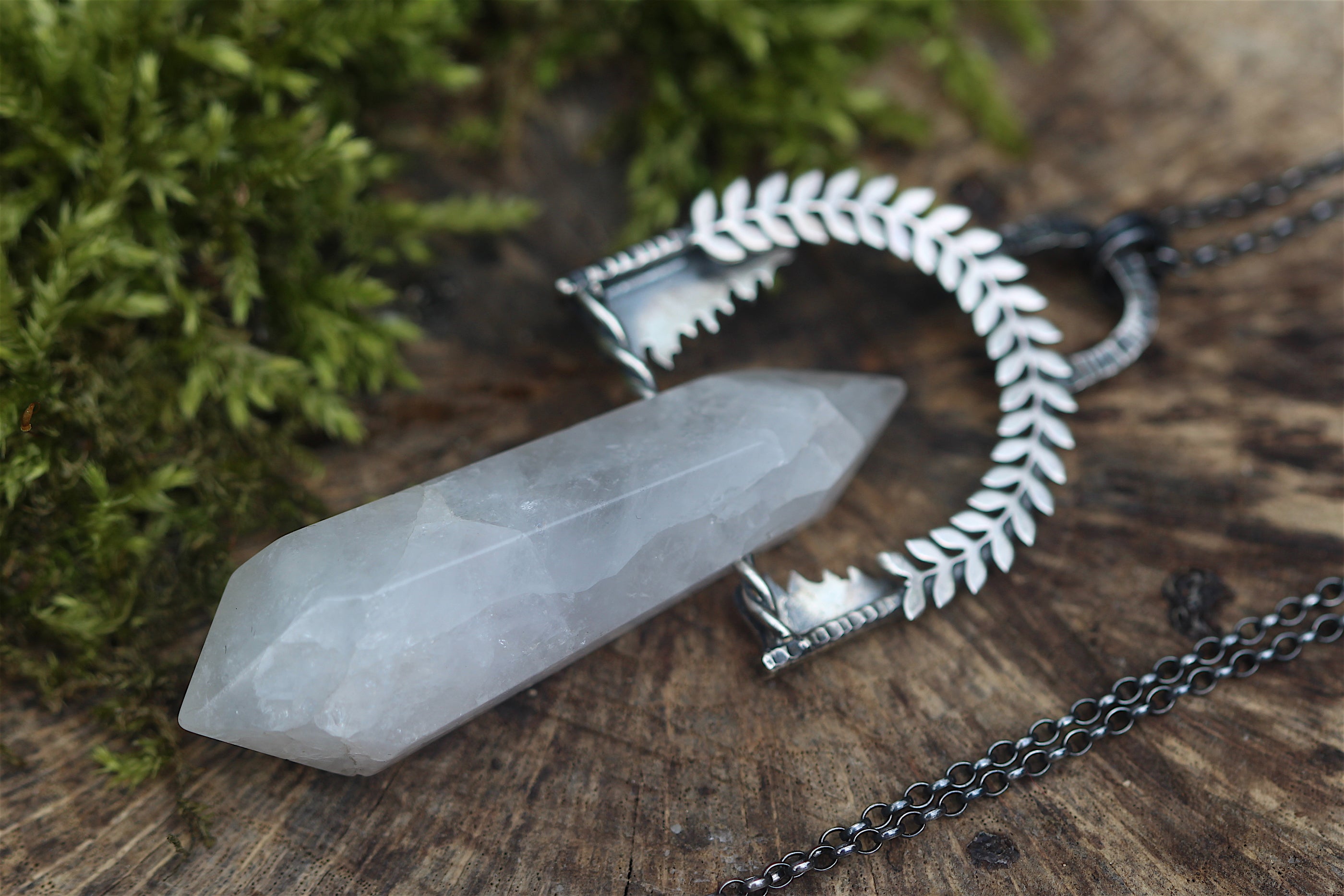 EARTH HELD Necklace with Quartz Crystal Point