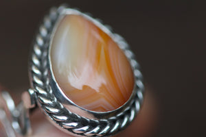 SERPENTS FIRE Handmade Sterling Silver Serpent Ring with Carnelian - Size N/6.5