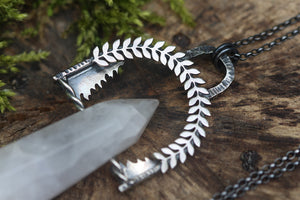 EARTH HELD Necklace with Quartz Crystal Point