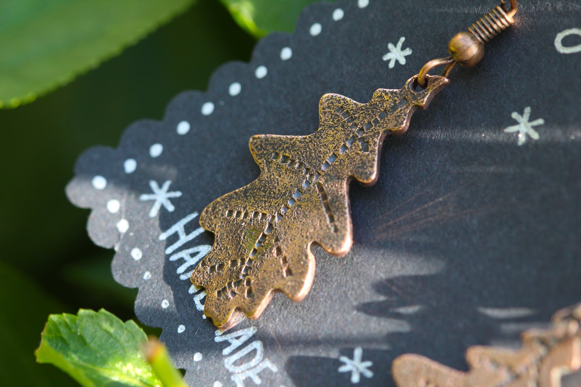 SKOGSRÅ Handmade Copper Oak Leaf Earrings