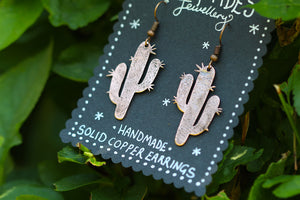 CARLITA Handmade Copper Saguaro Cactus Earrings